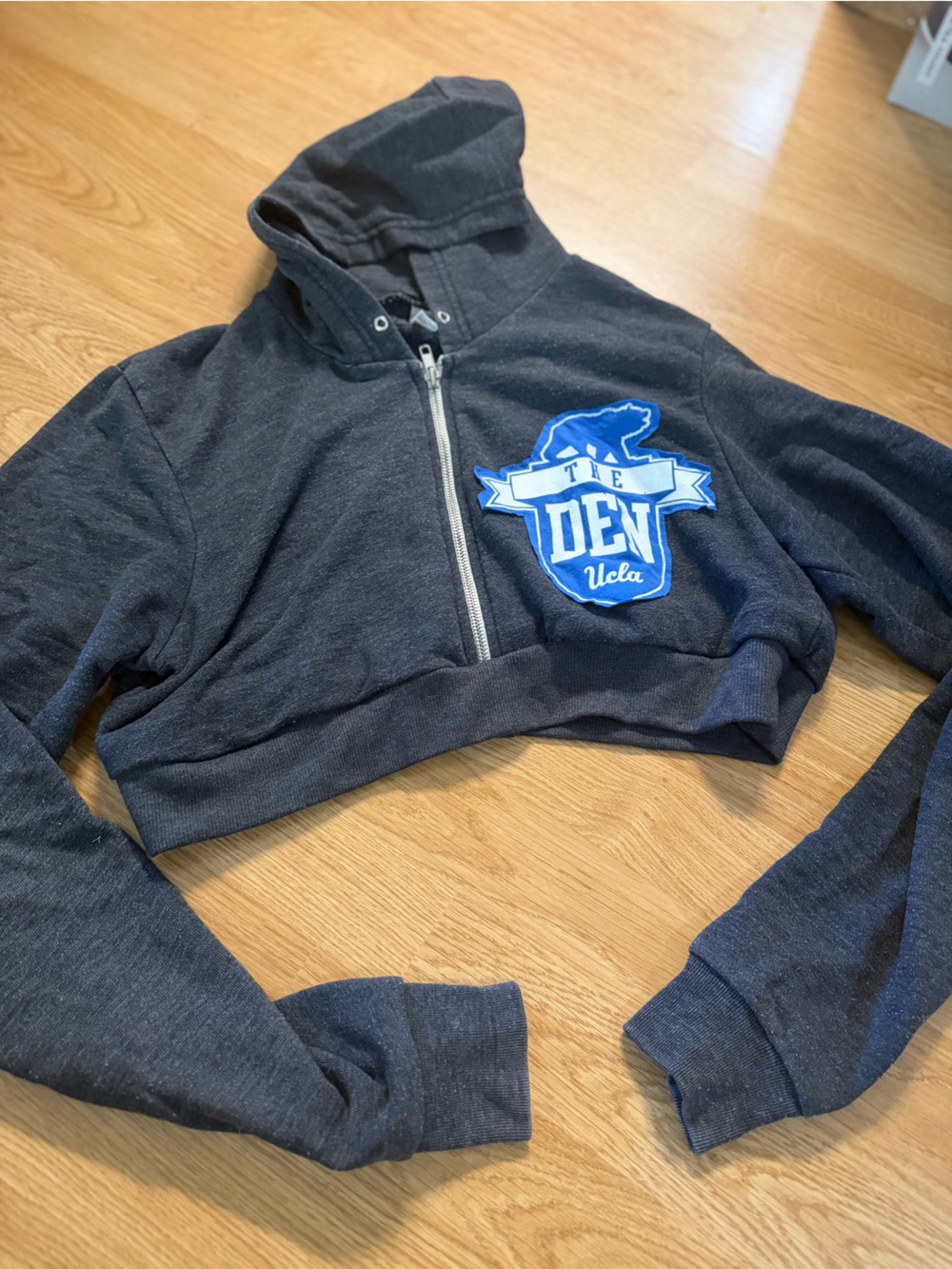 Cropped UCLA Zip Hoodie - Charcoal with Blue Logo - Picture 2 of 3